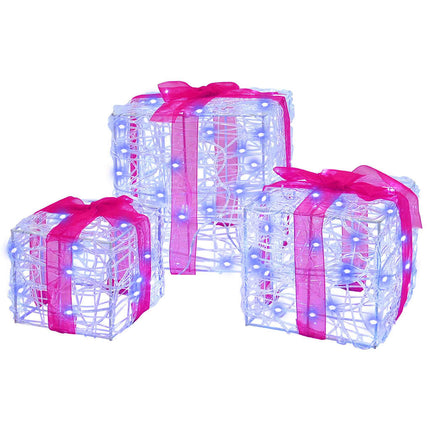 Presentlåda 3 st Blå 20 x 20 x 20 cm Akryl 60 LED-lampor