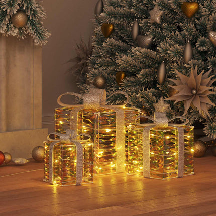 Presentlåda 3 st 20 x 20 x 20 cm PET 150 LED-lampor