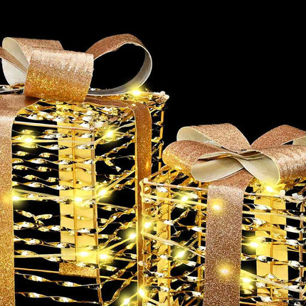 Presentlåda med 60 LED-lampor 3 pcs Varmvit 20 x 20 x 20 cm PET