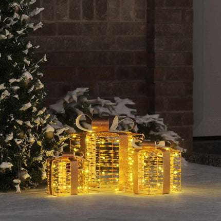 Presentlåda 3 st 20 x 20 x 20 cm PET 150 LED-lampor