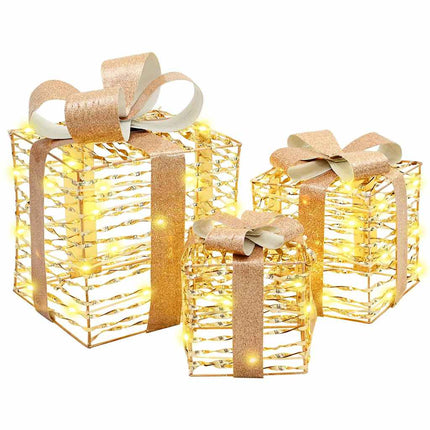 Presentlåda med 60 LED-lampor 3 pcs Varmvit 20 x 20 x 20 cm PET