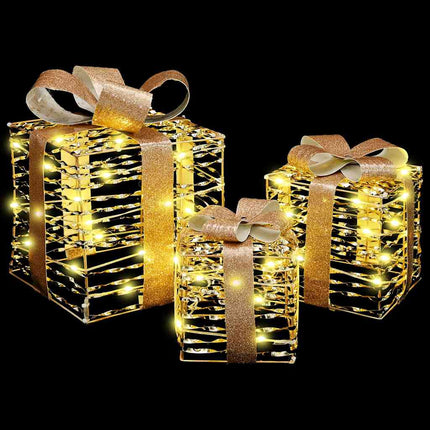 Presentlåda med 60 LED-lampor 3 pcs Varmvit 20 x 20 x 20 cm PET