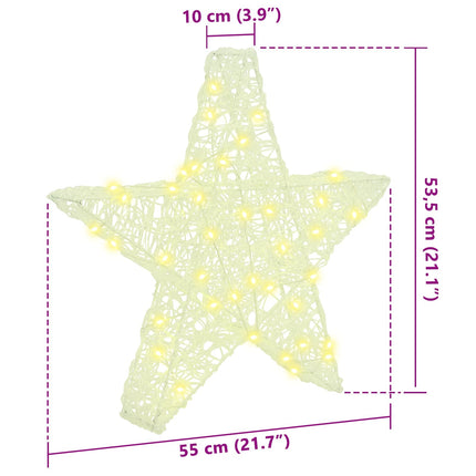 3D Stjärna med 50 LED-lampor Varmvit 55 x 53.5 x 10 cm Akryl