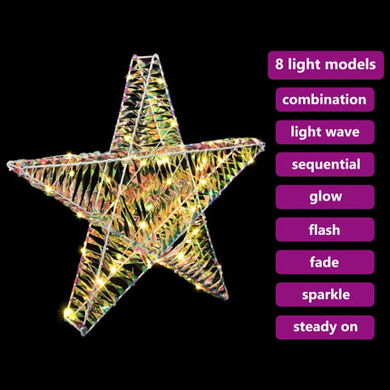 3D Stjärna med 50 LED-lampor Varmvit 55 x 52,5 x 9 cm PET