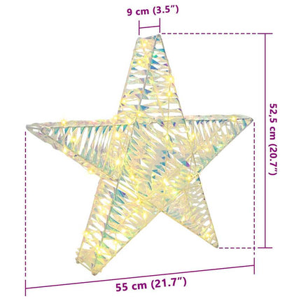 3D Stjärna med 50 LED-lampor Varmvit 55 x 52,5 x 9 cm PET