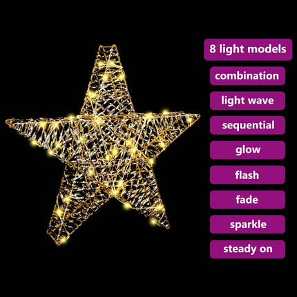 3D Stjärna med 50 LED-lampor Varmvit 55 x 52,5 x 9 cm PET