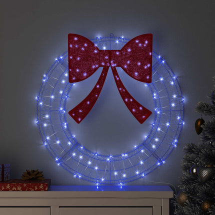 Krans med 60 LED-lampor Blå 76 x 76 x 8,5 cm Akryl