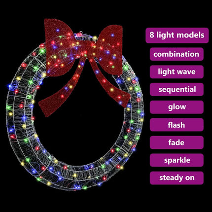 Krans med 150 LED-lampor Flerfärgsdesign 120 cm Akryl