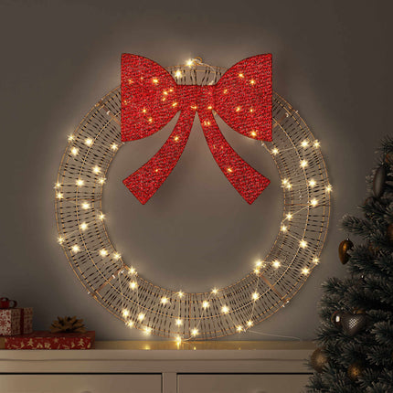 Krans med 60 LED-lampor Varmvit 76 x 76 x 8 cm PET