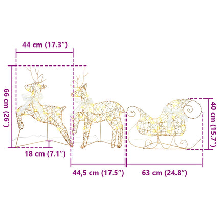 LED Renar med 60 LED-lampor 3 pcs Varmvit PET