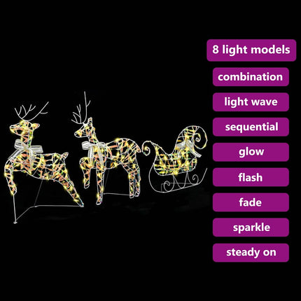 Julren med släde 3 st 60 LED-lampor Varmvit