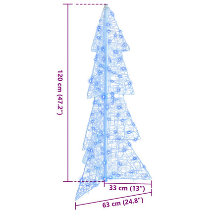 Julgran med 100 LED-lampor Blå 120 cm Akryl