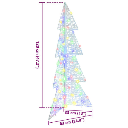 Julgran med 100 LED-lampor Flerfärgsdesign 120 cm Akryl