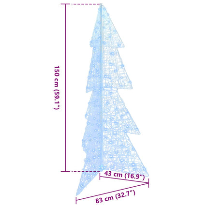 Julgran med 160 LED-lampor Kall Vit 150 cm Akryl