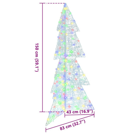 Julgran med 160 LED-lampor Flerfärgsdesign 150 cm Akryl