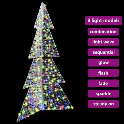 Julgran med 240 LED-lampor Flerfärgsdesign 180 cm Akryl