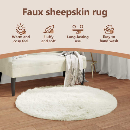 Fuskfäll matta TAFALLA Vit Ø 80 cm Polyester