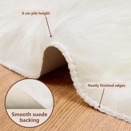 Fuskfäll matta TAFALLA Vit Ø 80 cm Polyester