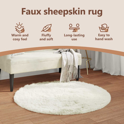 Fuskfäll matta TAFALLA Vit Ø 100 cm Polyester