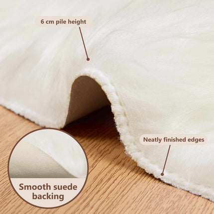 Fuskfäll matta TAFALLA Vit Ø 160 cm Polyester