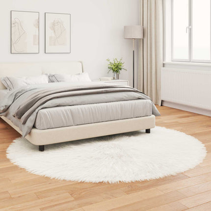 Fuskfäll matta TAFALLA Vit Ø 200 cm Polyester