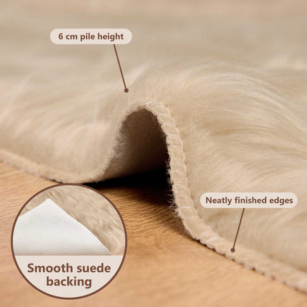 Fuskfäll matta TAFALLA Beige 80 x 150 cm Polyester