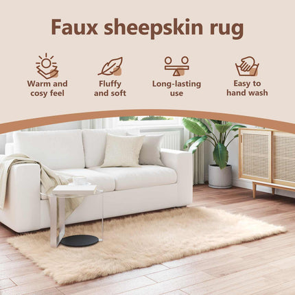 Fuskfäll matta TAFALLA Beige 80 x 200 cm Polyester