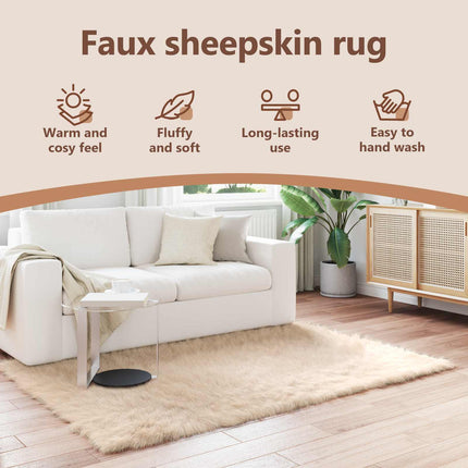 Fuskfäll matta TAFALLA Beige 140 x 200 cm Polyester
