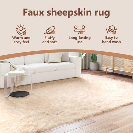 Fuskfäll matta TAFALLA Beige 200 x 280 cm Polyester