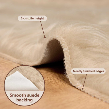 Fuskfäll matta TAFALLA Beige 200 x 280 cm Polyester