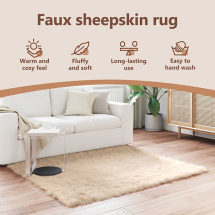 Fuskfäll matta TAFALLA Beige 160 x 160 cm Polyester
