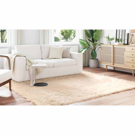 Fuskfäll matta TAFALLA Beige 200 x 200 cm Polyester
