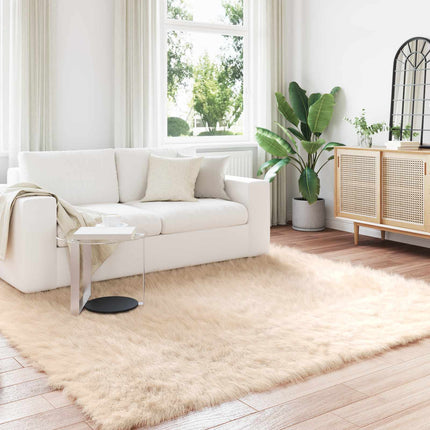 Fuskfäll matta TAFALLA Beige 200 x 200 cm Polyester