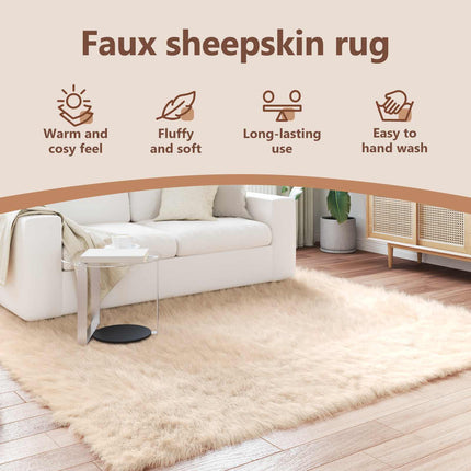 Fuskfäll matta TAFALLA Beige 200 x 200 cm Polyester