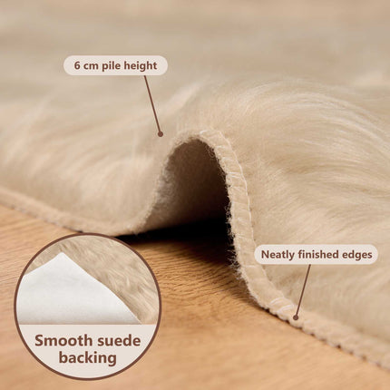 Fuskfäll matta TAFALLA Beige 240 x 240 cm Polyester