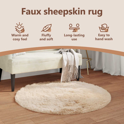 Fuskfäll matta TAFALLA Beige Ø 80 cm Polyester