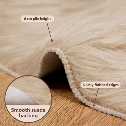 Fuskfäll matta TAFALLA Beige Ø 80 cm Polyester