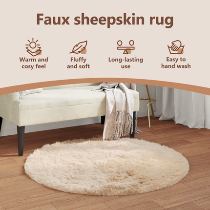 Fuskfäll matta TAFALLA Beige Ø 100 cm Polyester