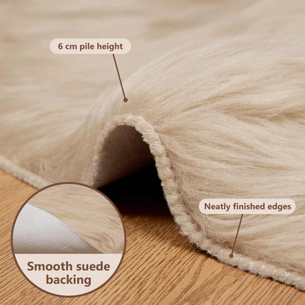 Fuskfäll matta TAFALLA Beige Ø 100 cm Polyester
