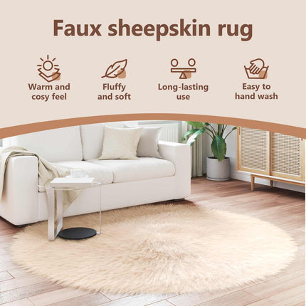 Fuskfäll matta TAFALLA Beige Ø 160 cm Polyester