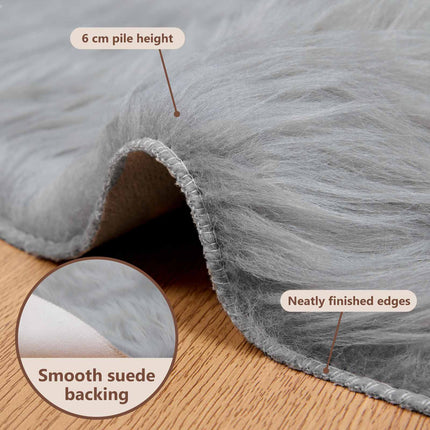 Fuskfäll matta TAFALLA Grå Ø 80 cm Polyester