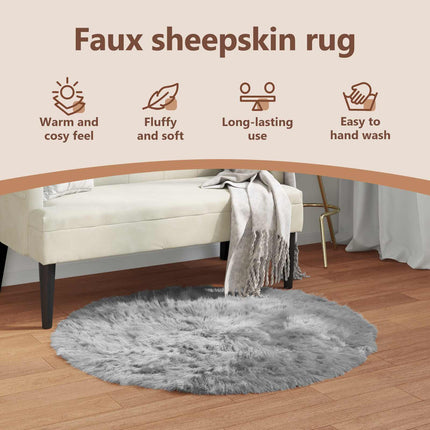 Fuskfäll matta TAFALLA Grå Ø 100 cm Polyester