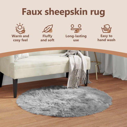 Fuskfäll matta TAFALLA Grå Ø 120 cm Polyester