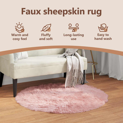 Fuskfäll matta TAFALLA Rosa Ø 100 cm Polyester