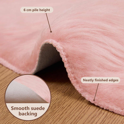 Fuskfäll matta TAFALLA Rosa Ø 100 cm Polyester