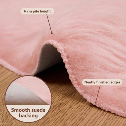 Fuskfäll matta TAFALLA Rosa Ø 160 cm Polyester
