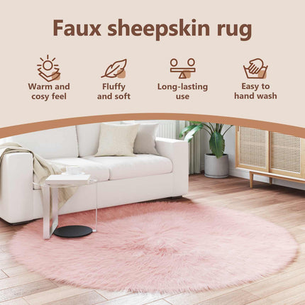 Fuskfäll matta TAFALLA Rosa Ø 200 cm Polyester