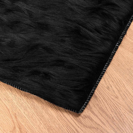 Fuskfäll matta TAFALLA Svart 80 x 250 cm Polyester