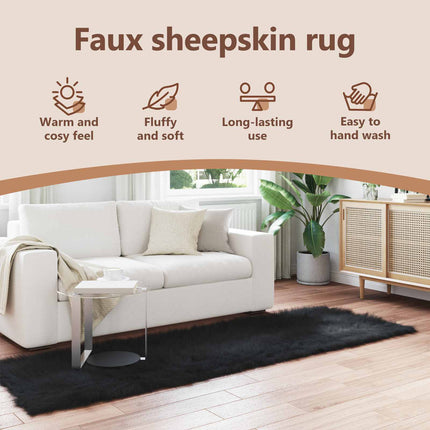 Fuskfäll matta TAFALLA Svart 80 x 250 cm Polyester