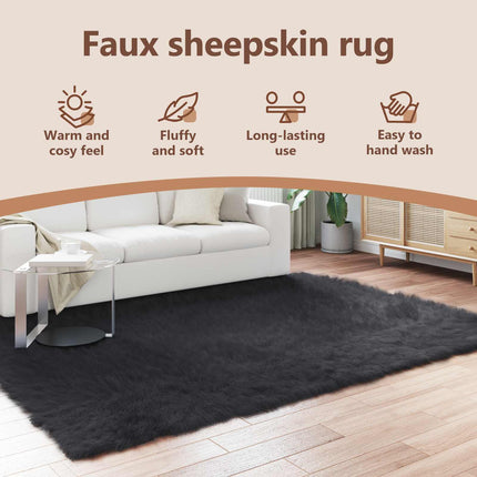 Fuskfäll matta TAFALLA Svart 200 x 280 cm Polyester